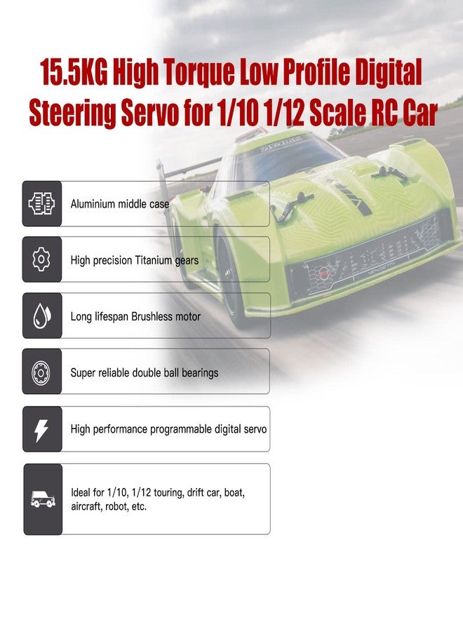 AGFRC 15.5KG Low-Profile High-Torque Steering-Servo - Brushless Digital Metal Gear RC Servo for 1/10 1/12 RC Car Truck Planes (B44BLS V2) - Image 4